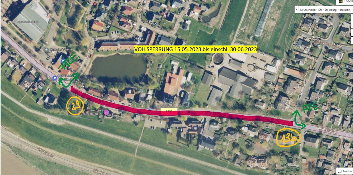Vollsperrung B431/Ortsdurchfahrt Brokdorf Brokdorf an der Elbe